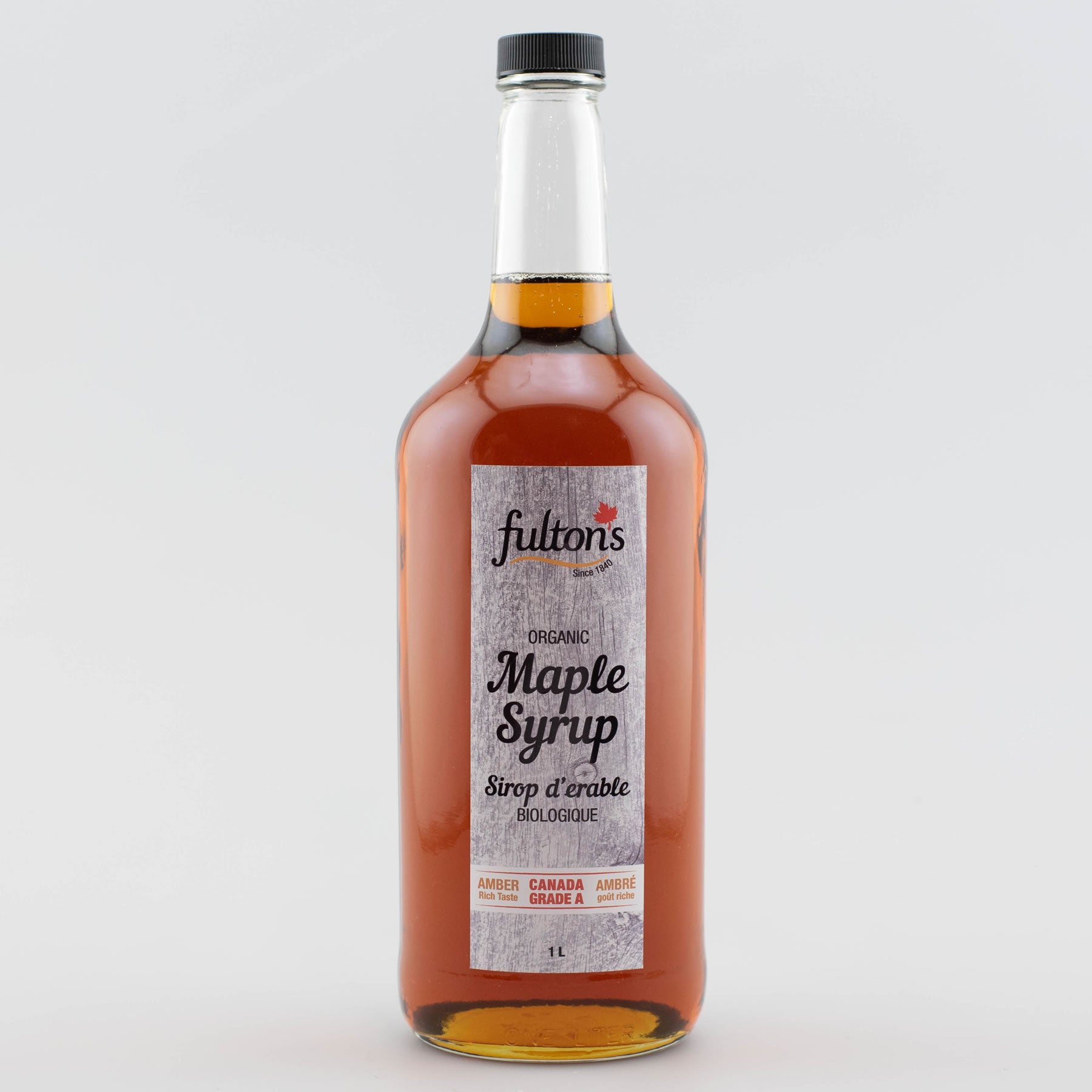 Pure Organic Maple Syrup - 1 litre glass bottle